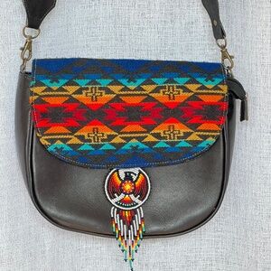 Andes Imports Boho Bag Peruvian Wool Woven Flap & Strap Handmade by Quichua